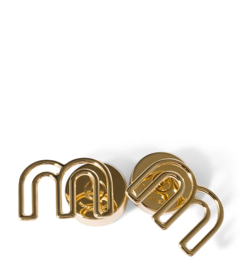 Miu Miu M Logo stud earrings gold-tone brass, UK version