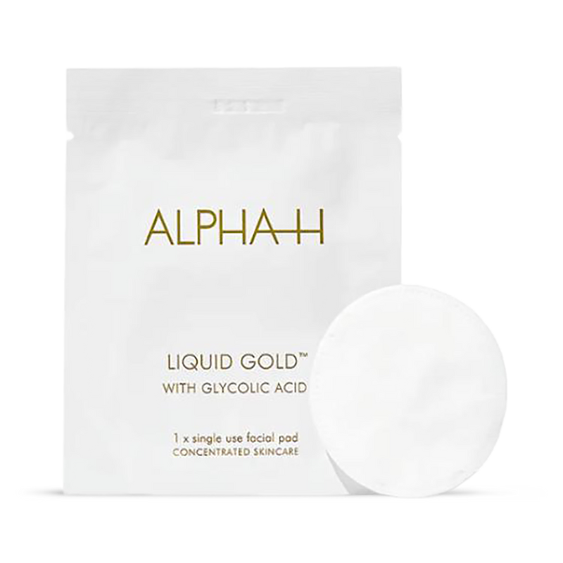 Alpha-H Liquid Gold trial kit with 9 pre-soaked pads, imported from the UK