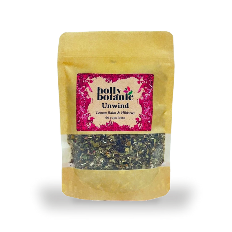 Holly Botanic Unwind Tisane lemon balm hibiscus 60 cup loose (British brand)