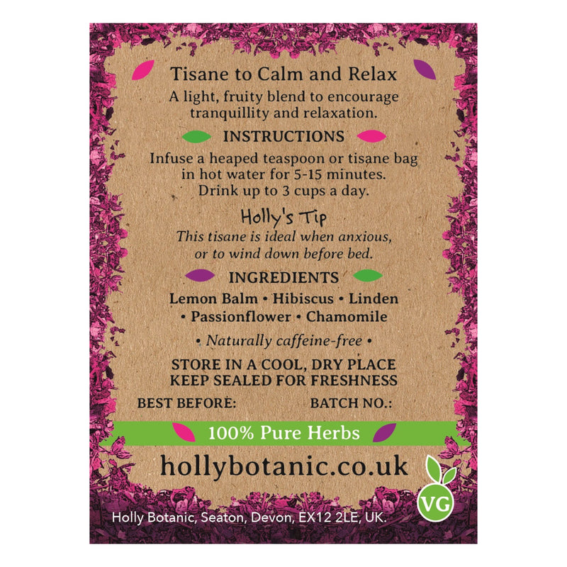 Holly Botanic Unwind Tisane lemon balm hibiscus 60 cup loose (British brand)