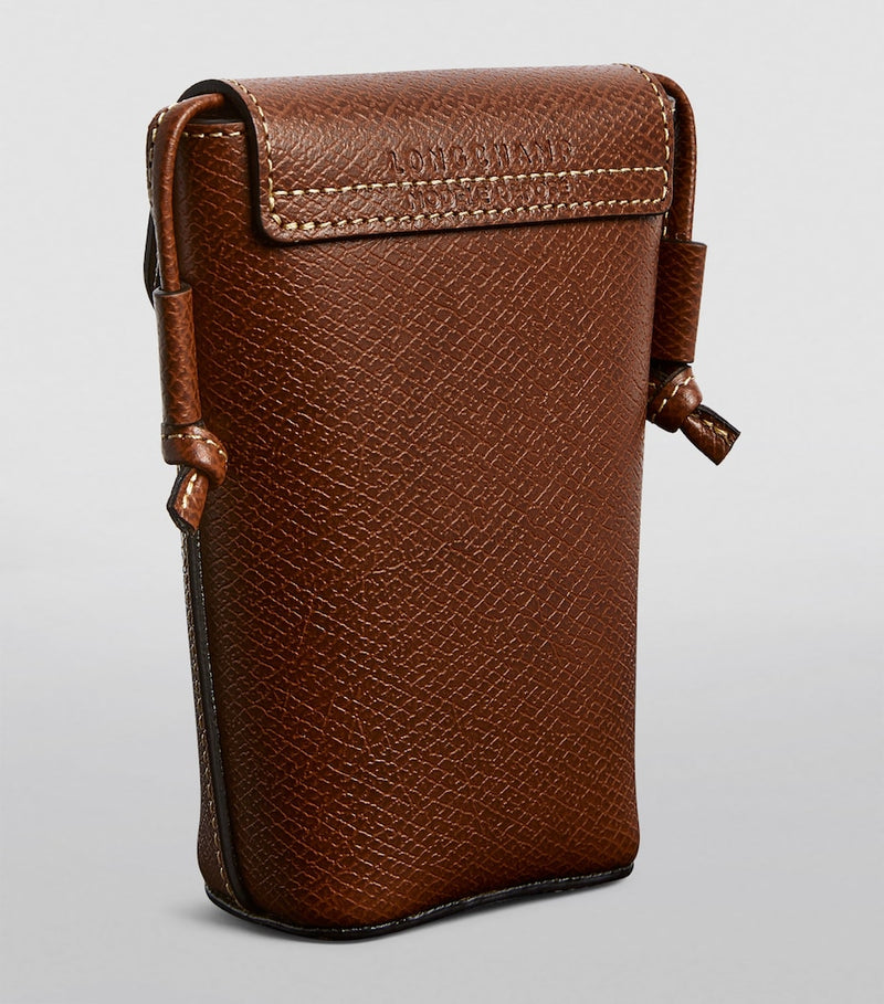 Longchamp Épure leather phone case with strap, UK version