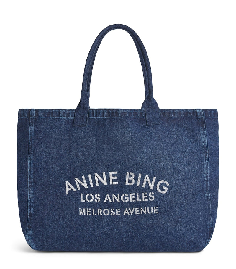 ANINE BING Leo denim tote bag, imported from the UK