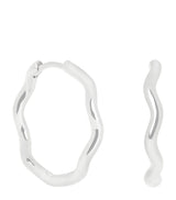 Harrods Astrid & Miyu Rhodium-Plated Sterling Silver Ripple Hoop Earrings, 25mm- Buy online at McGrocer