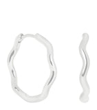 Astrid & Miyu rhodium-plated ripple hoop earrings 25.2mm, UK version