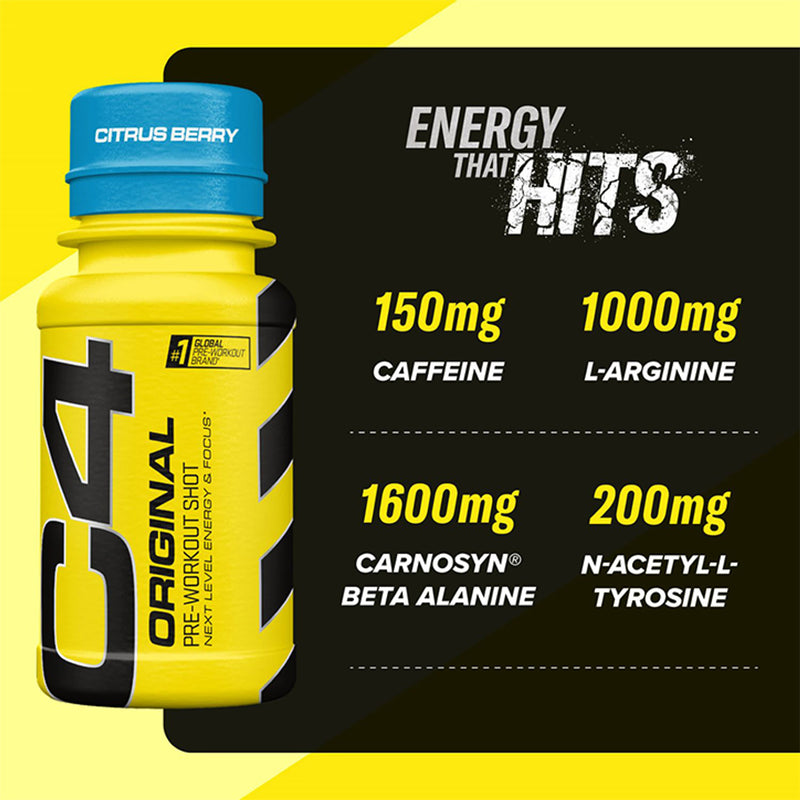 C4 Citrus Berry Pre-Workout Shots 12 x 60ml - British product