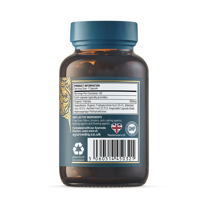 Ayurvediq Organic Triphala capsules 60 count, UK version
