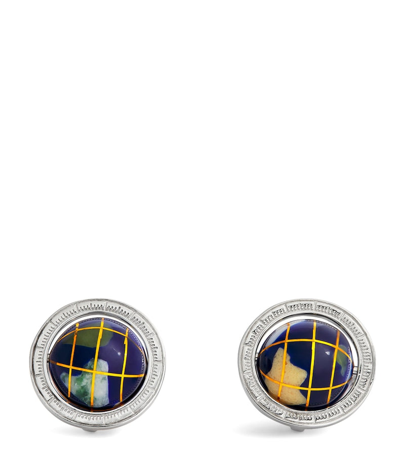 Tateossian globe cufflinks sterling silver lapis lazuli, imported from the UK