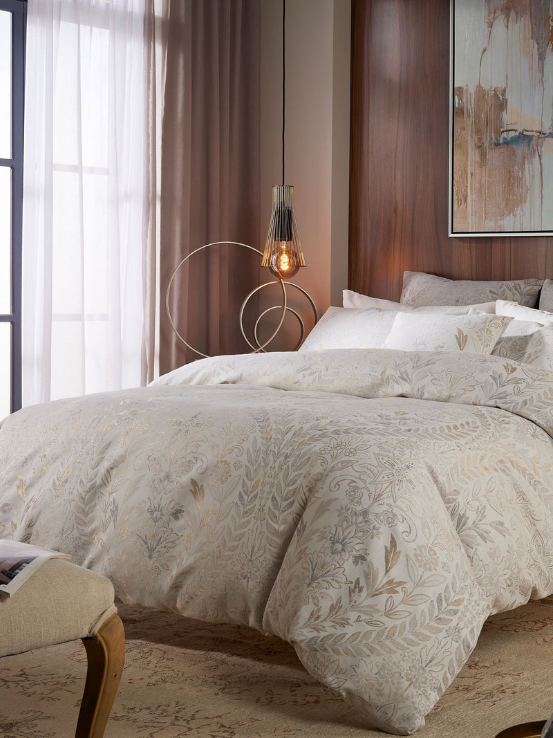 Vantona Cream Chafield Jacquard duvet cover and pillowcase set (British brand)