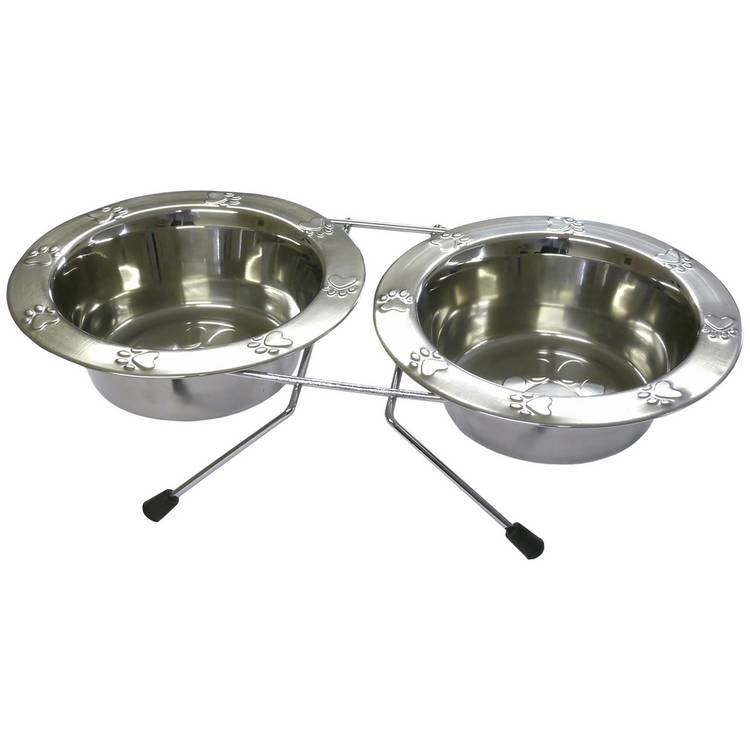 Rosewood Paw Double Diner small stainless steel pet bowl, imported from the UK