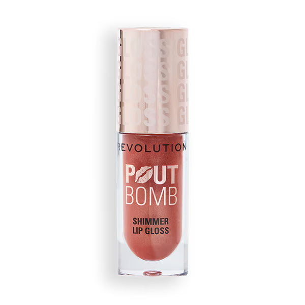 Revolution Pout Bomb Shimmer Gloss Nude Glow, imported from the UK