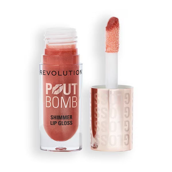 Revolution Pout Bomb Shimmer Gloss Nude Glow, imported from the UK