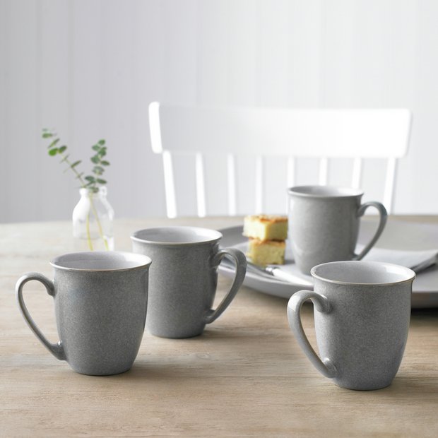 Denby Elements grey stoneware mug set of 4, UK version