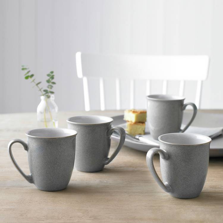 Denby Elements grey stoneware mug set of 4, UK version