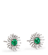 Harrods Suzanne Kalan One of a Kind White Gold, Diamond and Emerald Flower Earrings 2cm- Buy online at McGrocer