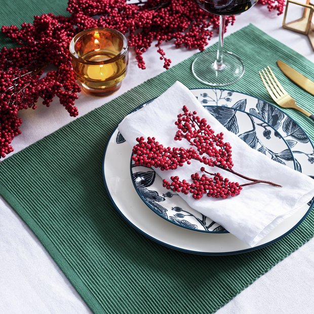 Habitat green ribbed placemats set of 4 48x33cm (British brand)