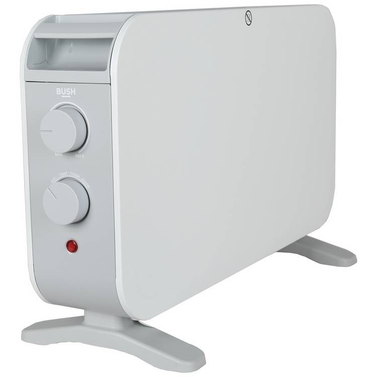 Bush 2kW convector heater with thermostat and safety cut-out, UK version