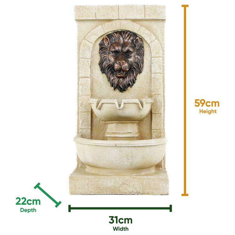 Streetwize garden lion head solar water feature, UK version