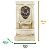 Streetwize garden lion head solar water feature, UK version