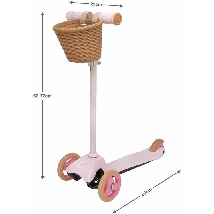 EVO Mini Cruiser 3 wheel scooter in pink pastel (British brand)