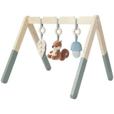 Cuggl wooden play arch with plush toys, imported from the UK