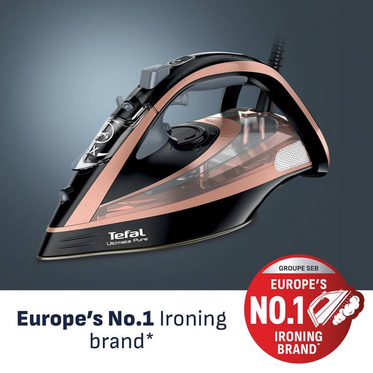 Tefal Ultimate Pure steam iron black rose gold, UK version