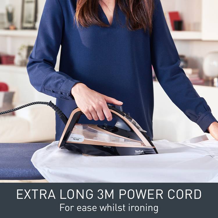 Tefal Ultimate Pure steam iron black rose gold, UK version