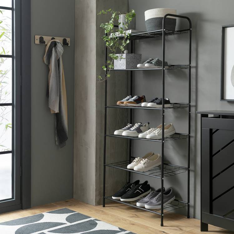 Argos Home 6 shelf shoe rack black, imported from the UK