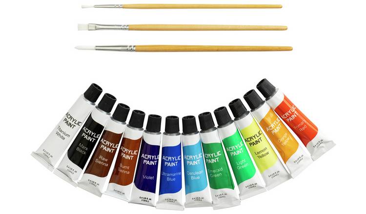 Argos acrylic paints pack of 12 multicoloured, imported from the UK
