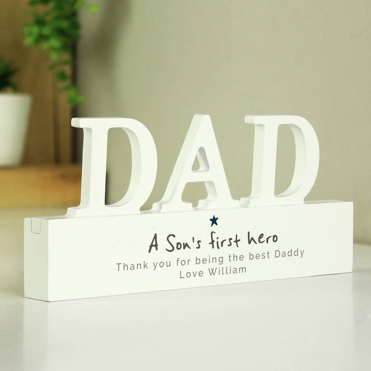 Personalised Son's First Hero wooden ornament 8.5x20cm - British product