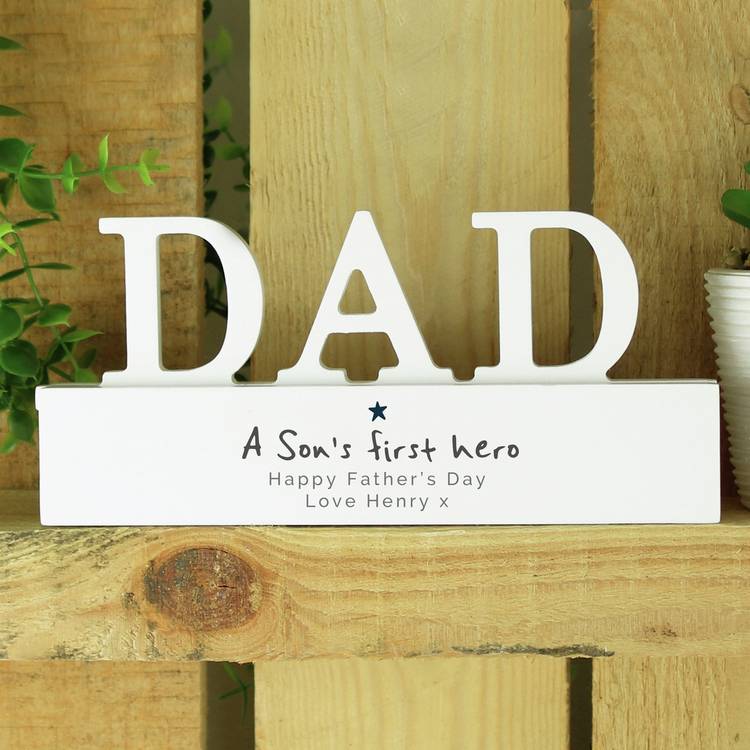 Personalised Son's First Hero wooden ornament 8.5x20cm - British product