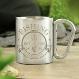 Personalised fishing club stainless steel mug 250ml, UK version