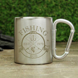 Personalised fishing club stainless steel mug 250ml, UK version