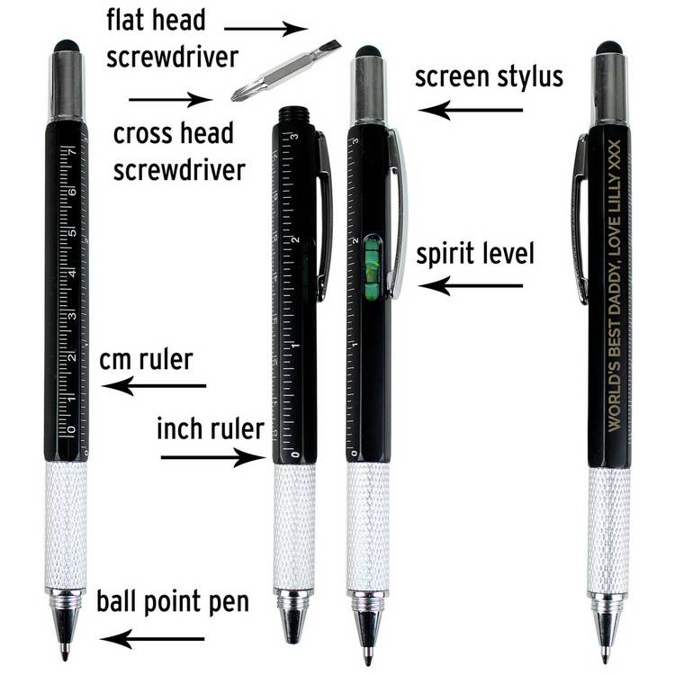 Personalised black multi tool pen imported from the UK