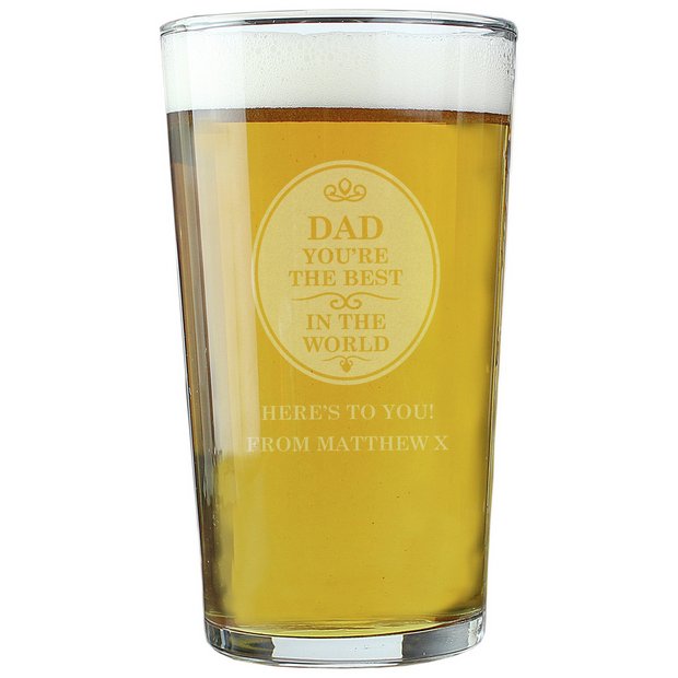 Personalised pint glass 'You're the Best in the World' 473ml, UK version