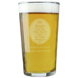 Argos Personalised Message The Best In The World Pint Glass, 473ml- Buy online at McGrocer