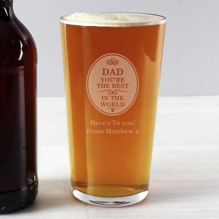 Personalised pint glass 'You're the Best in the World' 473ml, UK version