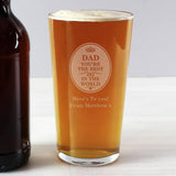 Personalised pint glass 'You're the Best in the World' 473ml, UK version