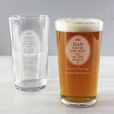 Personalised pint glass 'You're the Best in the World' 473ml, UK version