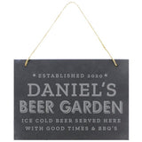 Personalised Beer Garden hanging slate sign, imported from the UK