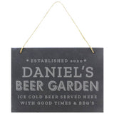 Personalised Beer Garden hanging slate sign, imported from the UK