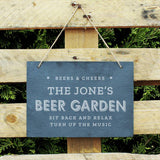 Personalised Beer Garden hanging slate sign, imported from the UK