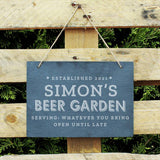 Personalised Beer Garden hanging slate sign, imported from the UK