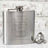 Personalised vintage typography hip flask 170ml - British product