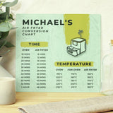 Personalised glass chopping board with air fryer chart (British brand)