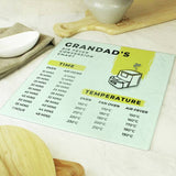 Personalised glass chopping board with air fryer chart (British brand)