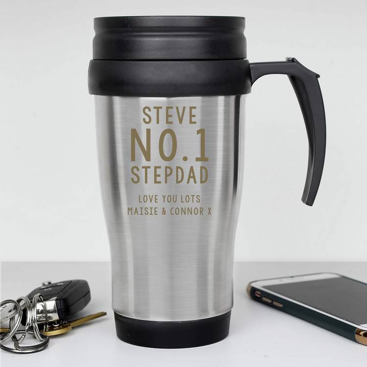 Personalised stainless steel travel mug 400ml, imported from the UK