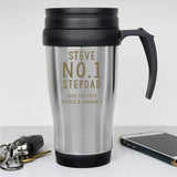 Personalised stainless steel travel mug 400ml, imported from the UK