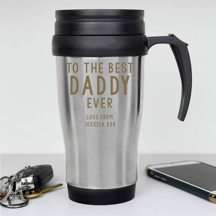 Personalised stainless steel travel mug 400ml, imported from the UK