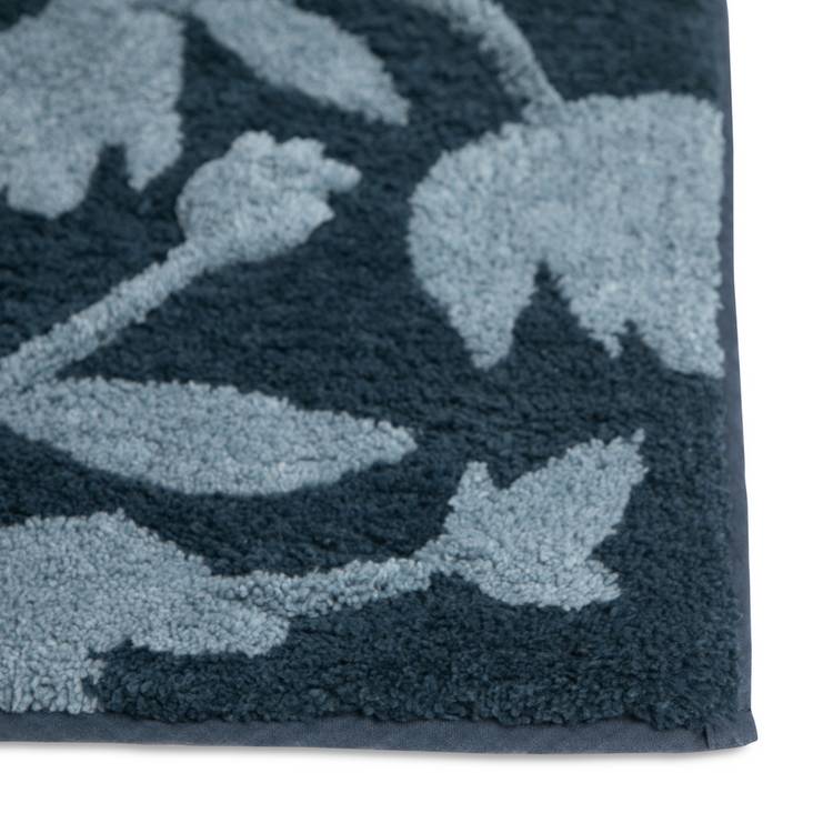 Habitat botanical bath mat navy 80x50cm, UK version