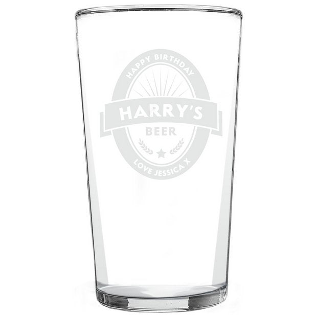 Personalised beer label pint glass 473ml - British product